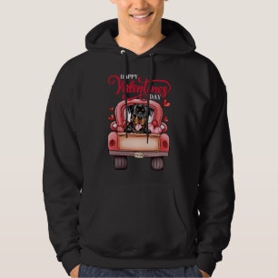 Red Truck Happy Valentines Day Rottweiler Dog Hear Hoodie