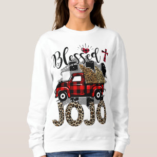 Red truck Leopard blessed Jojo best gift for grand Sweatshirt