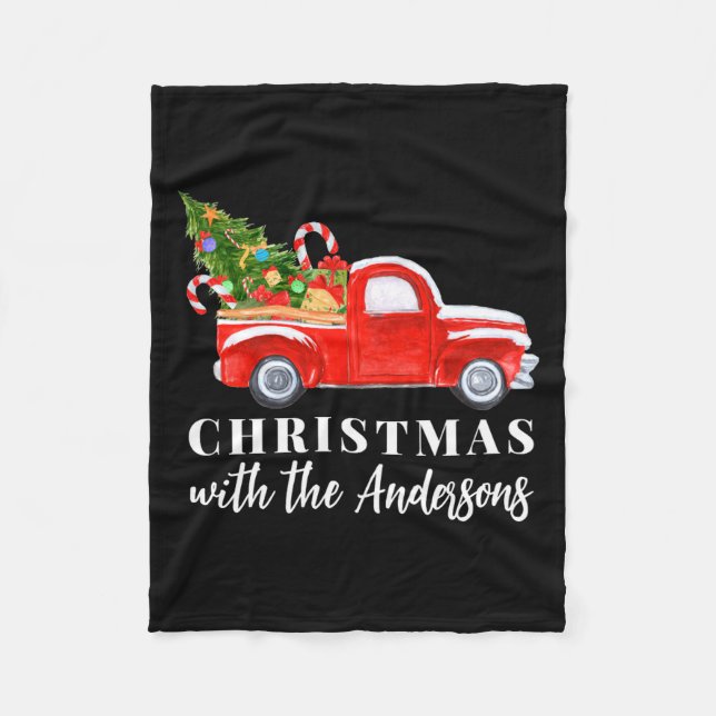 Red Truck Matching Family Christmas  Fleece Blanket (Front)