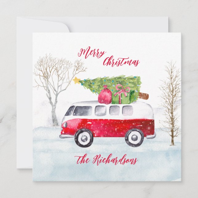 Red Truck Merry Christmas Card (Front)