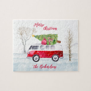 Red Truck Merry Christmas Jigsaw Puzzle