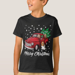 Red Truck Merry Christmas Tree Basset Hound Christ T-Shirt