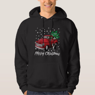 Red Truck Merry Christmas Tree Boston Terrier Dog  Hoodie