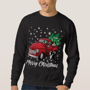 Red Truck Merry Christmas Tree Boston Terrier Dog Sweatshirt