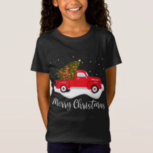 Red Truck Merry Christmas Tree Chicken Christmas T-Shirt