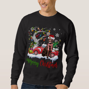 Red Truck Merry Christmas Tree Chocolate Labrador  Sweatshirt