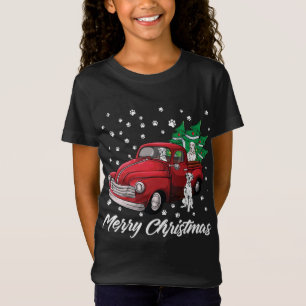 Red Truck Merry Christmas Tree Dalmatian Christmas T-Shirt