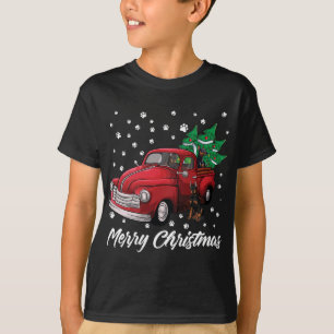 Red Truck Merry Christmas Tree Doberman Christmas T-Shirt