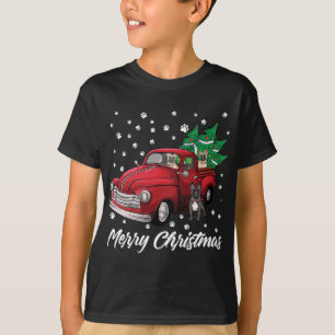 Red Truck Merry Christmas Tree French Bulldog Chri T-Shirt