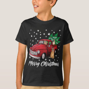 Red Truck Merry Christmas Tree German Shepherd dog T-Shirt