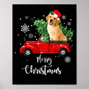 Red Truck Merry Christmas Tree Golden Retriever Ch Poster