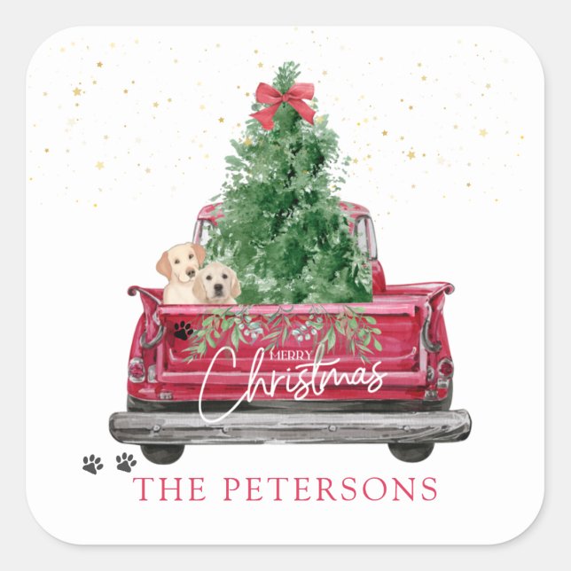 Red Truck | Pawprint Christmas Square Sticker (Creator Uploaded)