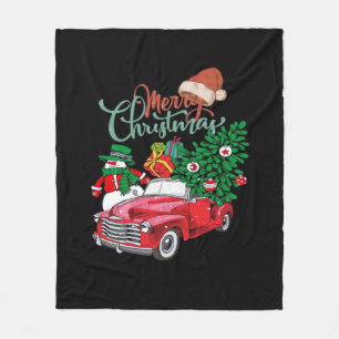 Red Truck Pickup Christmas Tree Merry Christmas Sn Fleece Blanket