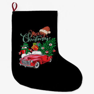Red Truck Pickup Christmas Tree Merry Christmas Sn Large Christmas Stocking