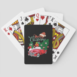Red Truck Pickup Christmas Tree Merry Christmas Sn Playing Cards