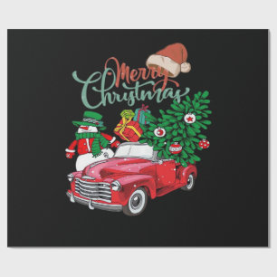 Red Truck Pickup Christmas Tree Merry Christmas Sn Wrapping Paper