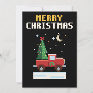Red Truck Pixel Art Christmas Card