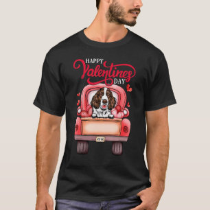 Red Truck Valentines Day English Springer Spaniel  T-Shirt