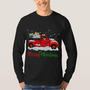 Red Truck Video Game Controllers Merry Christmas M T-Shirt
