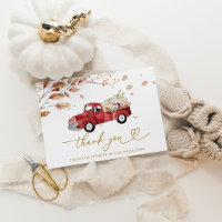 Red Truck White Pumpkin Baby Shower Thank You