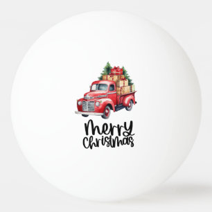 Red truck with Christmas Tree for Ping pong player Ball