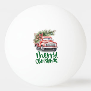 Red truck with Christmas Tree for Ping pong player Ball