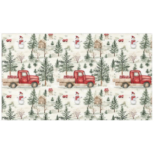 Red Truck with Gifts and Snowman Large Tablecloth