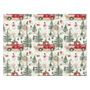 Red Truck with Gifts and Snowman Small Tablecloth