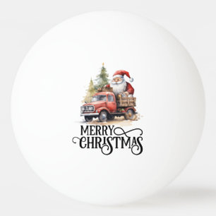 Red truck with Santa Claus and Christmas Tree Ping Pong Ball