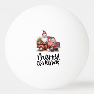 Red truck with Santa Claus and Christmas Tree Ping Pong Ball