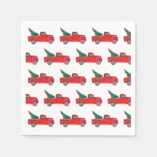 Red Truck with tree Art Painting Napkin