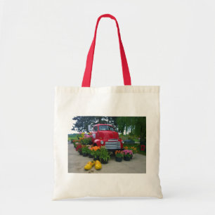 Red Truck with Tulips, Oregon Tote Bag