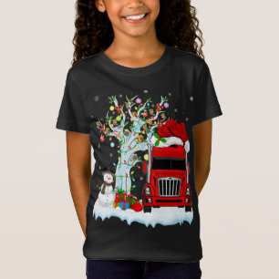 Red Truck Xmas Tree Lighting Santa Hat Red Truck C T-Shirt