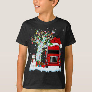 Red Truck Xmas Tree Lighting Santa Hat Red Truck C T-Shirt