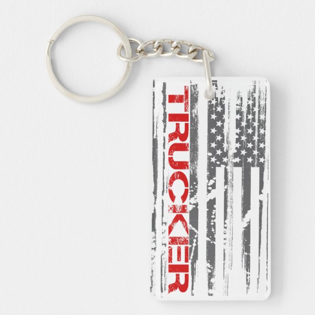 Red Trucker Flag Key Ring (Front)