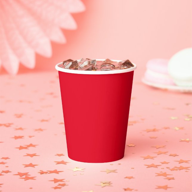 Red, true red solid colour paper cups (Insitu)