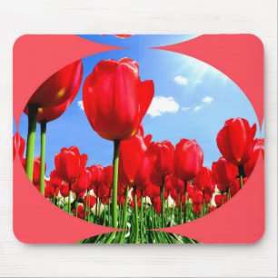 Red tulip delight art mouse pad