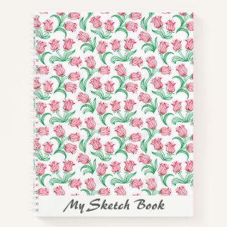 Red Tulip Design Blank Artist Spiral Sketch Book