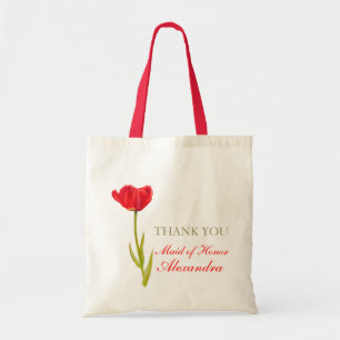 Red tulip flower art wedding maid of honour bag