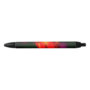 Red tulip flower black ink pen