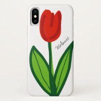 Red tulip flower design custom iPhone X case