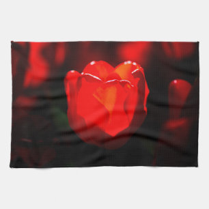 Red Tulip Flower - Fire Tea Towel