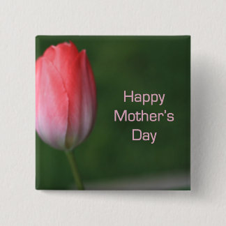 red tulip flower, happy mother's day 15 cm square badge