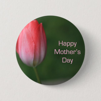 red tulip flower, happy mother's day 6 cm round badge