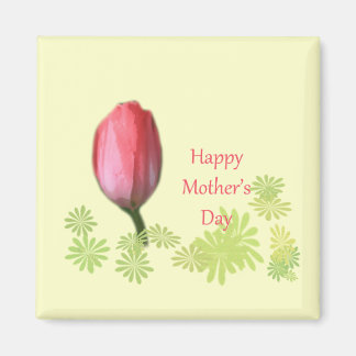 red tulip flower, happy mother's day magnet