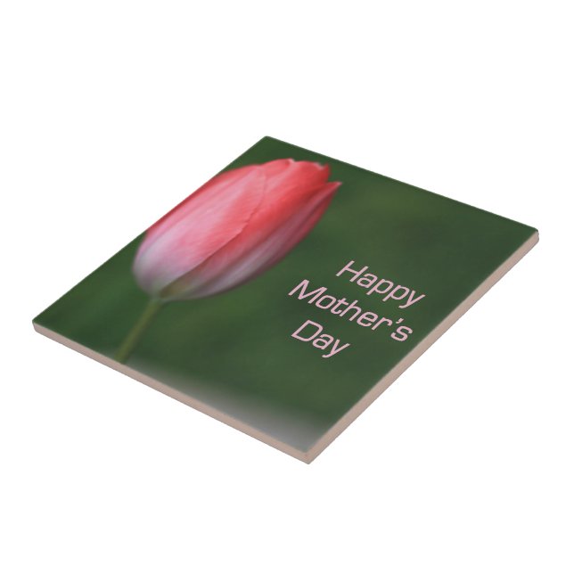 red tulip flower, happy mother's day tile (Side)