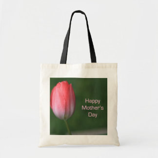 red tulip flower, happy mother's day tote bag