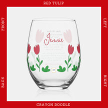 Red Tulip Flowers Crayon Doodles with Iftar Dua