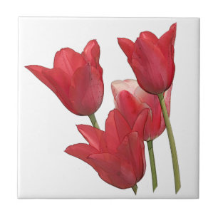 Red Tulip Flowers Tile