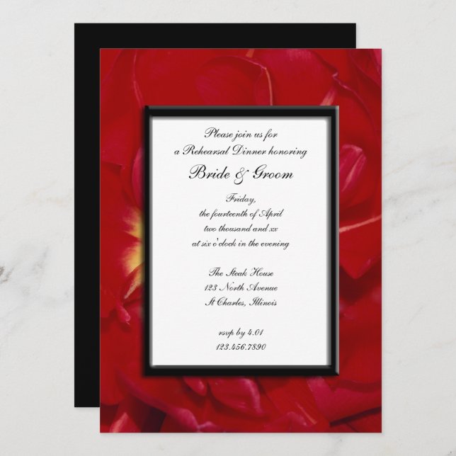 Red Tulip Frame Wedding Rehearsal Dinner Invitation (Front/Back)